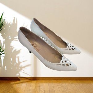 Amalfi Vintage White Heels with braid detail